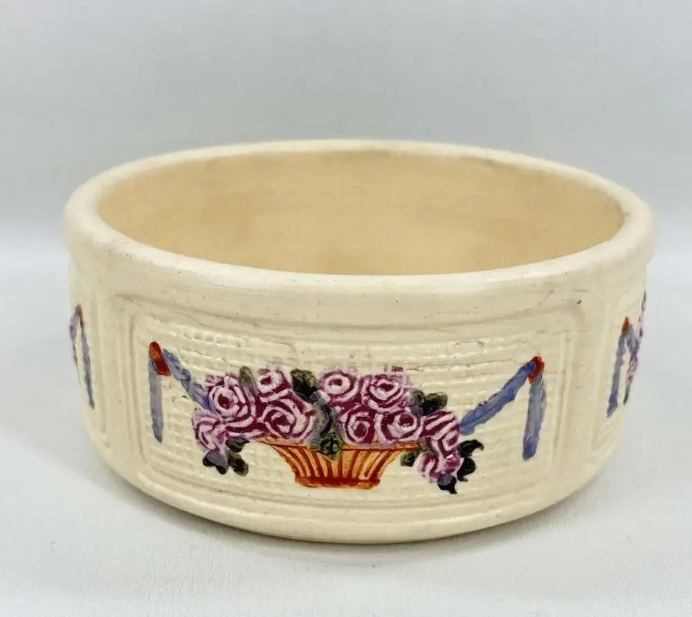 Weller Art Pottery DuPont Roma Pattern Embossed Floral Bowl